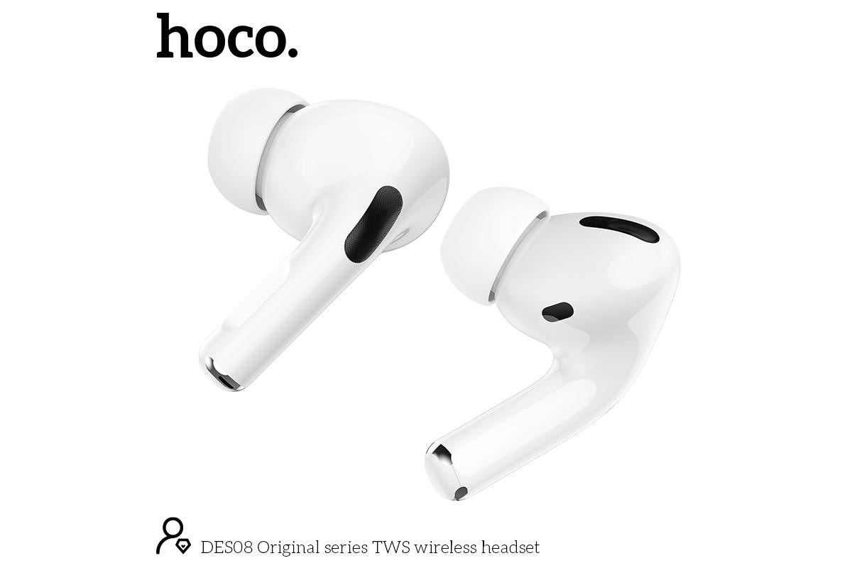 Беспроводные наушники DES08 TWS wireless headset  HOCO белые