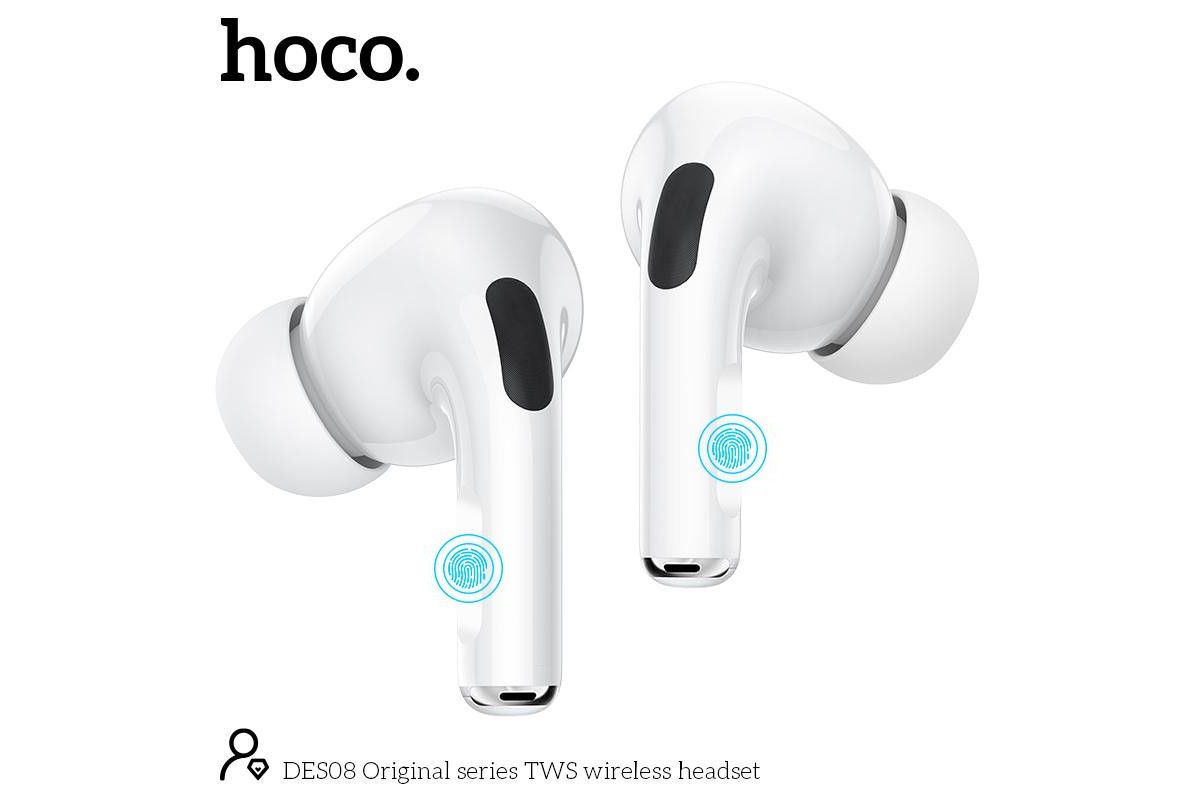 Беспроводные наушники DES08 TWS wireless headset  HOCO белые