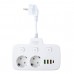 Сетевой тройник Amper 0,2м, 2 розетки, 3*0,75мм, 10А, 2500 Вт, 3usb, 1Type-C, 3кн, белый. T2435W