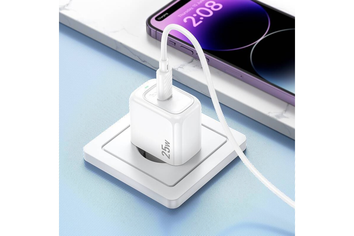 Сетевое зарядное устройство USB-C + кабель Lightning - Type-C HOCO CS53A Surplus single port (один порт)PD25W (белый)