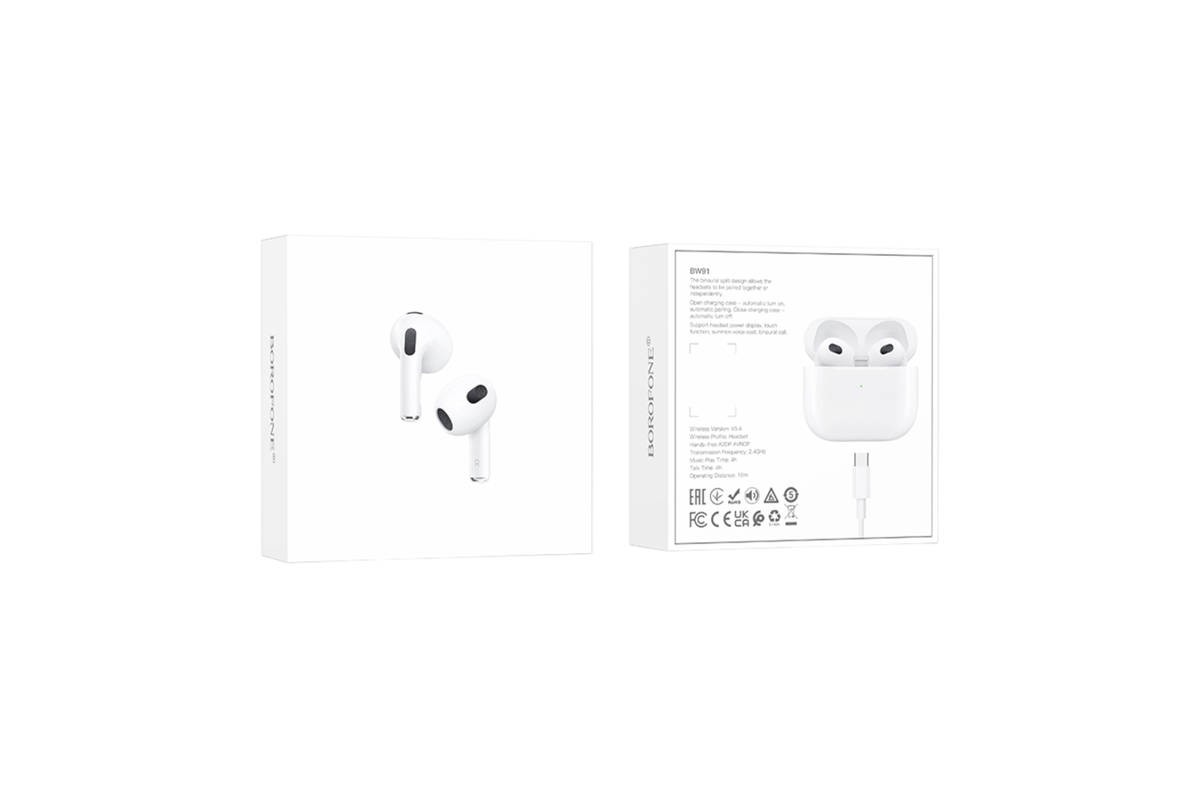 Наушники вакуумные беспроводные BOROFONE BW91 (белый)