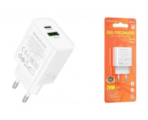Сетевое зарядное устройство USB-C BOROFONE BA88A PD20W QC3.0 (белый)