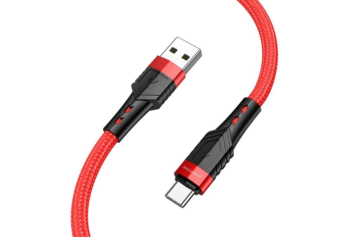 Кабель USB - USB Type-C BOROFONE BU35, 2,4A красный 1,2м (в оплетке)