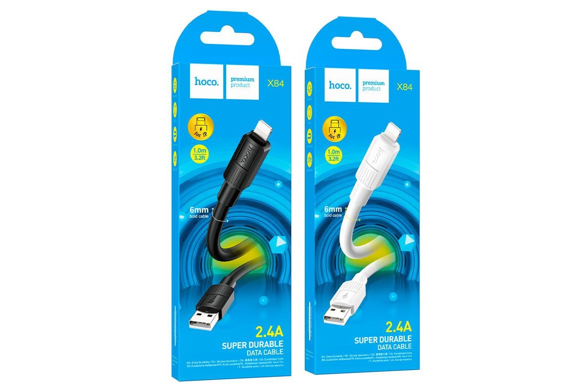 Кабель USB - Lightning HOCO X84, 2,4A белый 1м