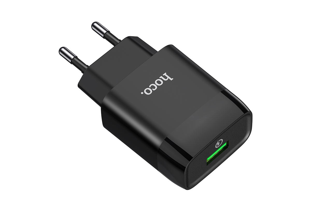 Сетевое зарядное устройство USB HOCO C72Q Glorious single port QC3.0 charger черный