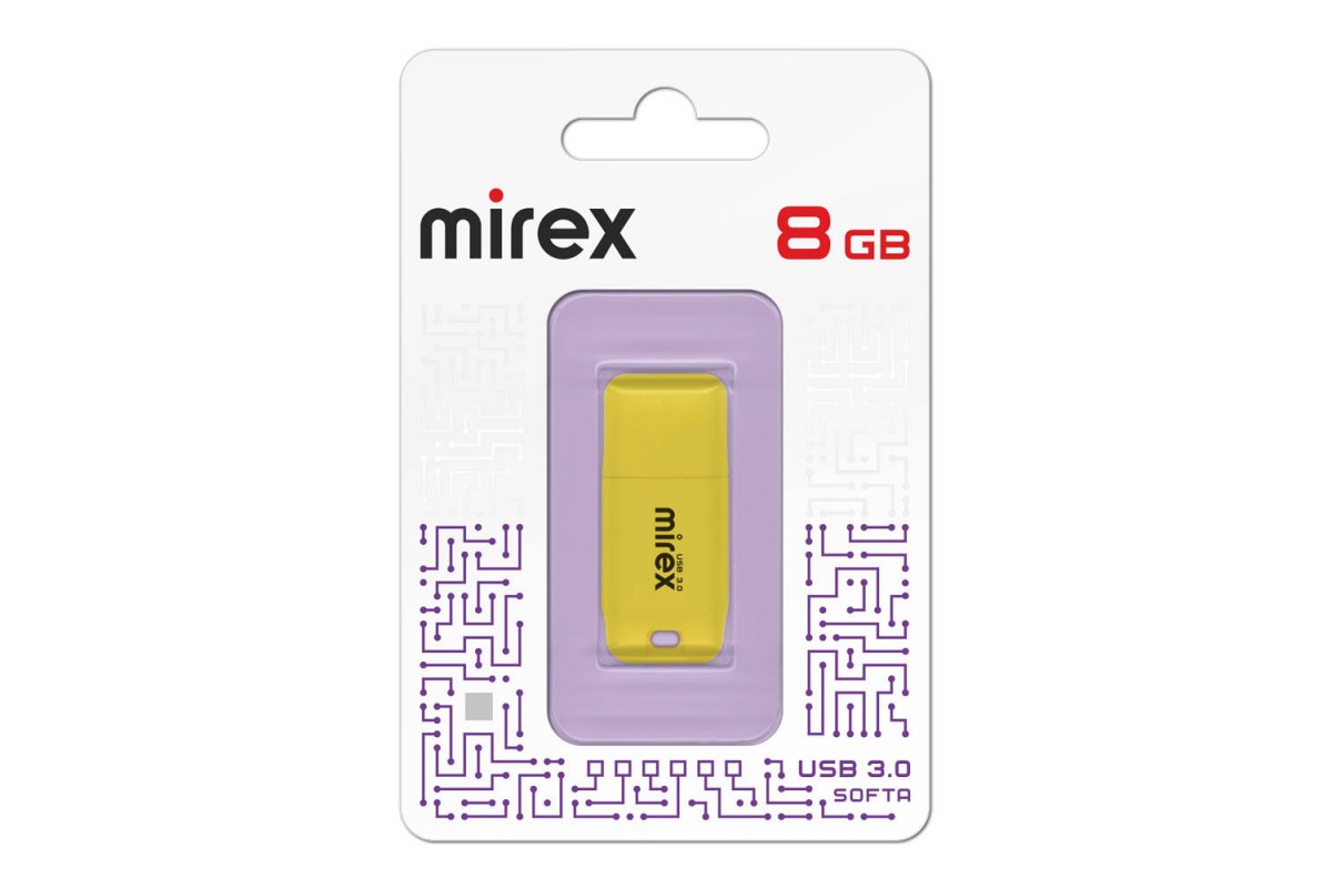 Флешка USB 3.0 Mirex SOFTA YELLOW 8GB (ecopack)