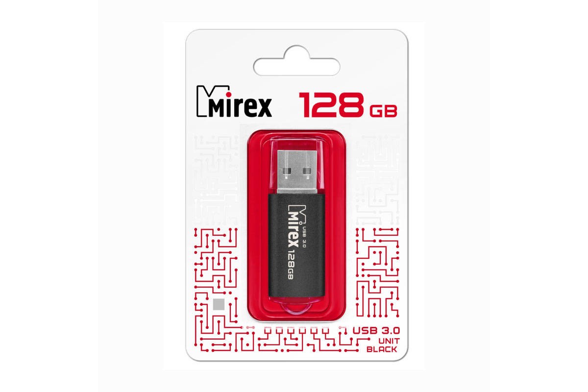 Флешка USB 3.0 Mirex UNIT BLACK (ecopack) 128Gb