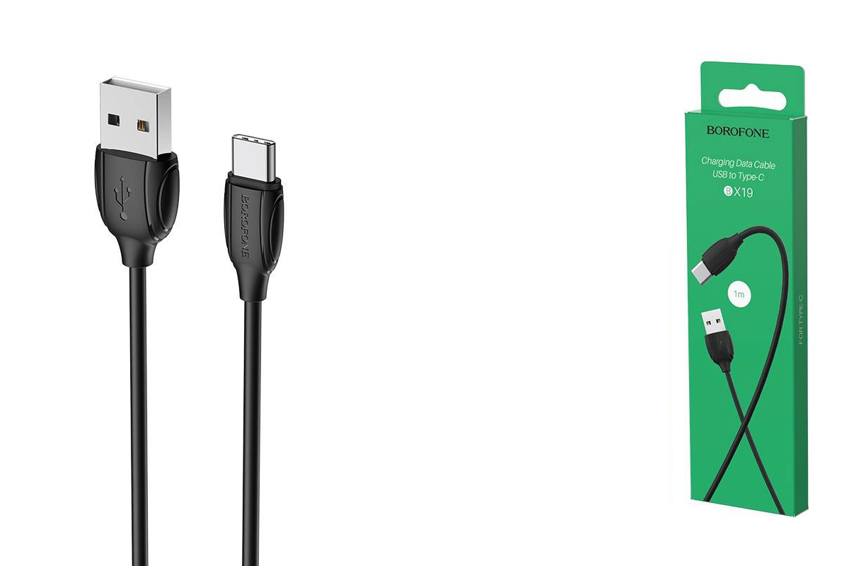 Кабель USB BOROFONE BX19 Benefit charging data cable for Type-C (черный) 1 метр