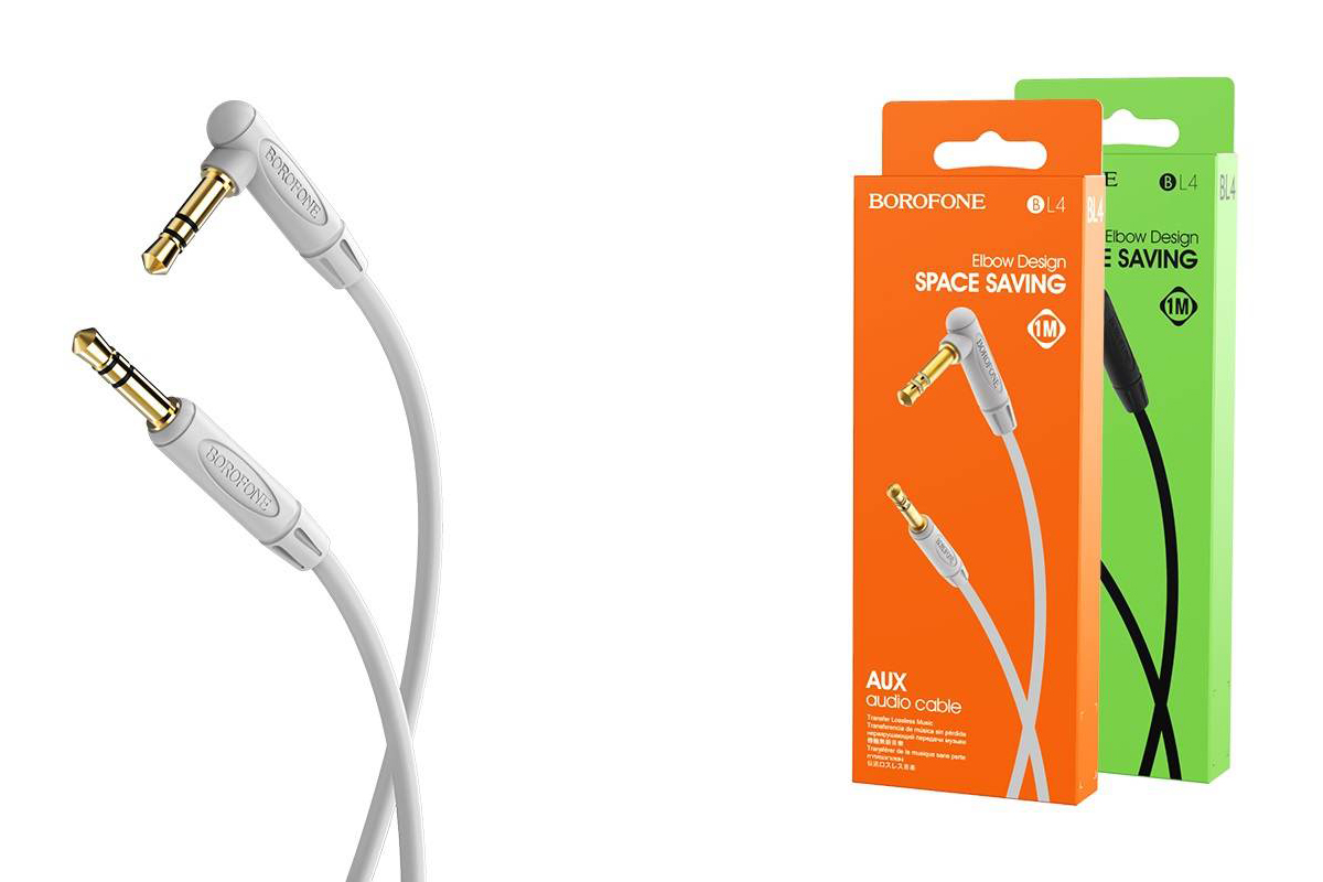 Кабель удлинитель BOROFONE BL4 AUX Audio cable 3.5 1 метр серый