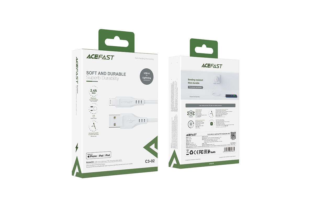 Кабель USB - Lightning ACEFAST C3-01 черный 1,2м