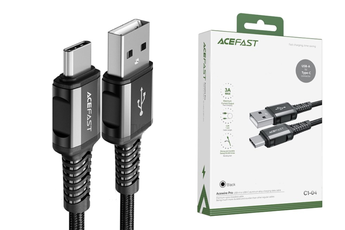 Кабель USB - USB Type-C ACEFAST С1-04 1,2м серый (в оплетке)
