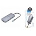 Адаптер мультихаб HOCO HB33 Type-C на HDTV+PD+USB3.0+2xUSB2.0+SD+TF+RJ45+VGA+AUX, 0.13 метра, серый металлик
