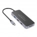 Адаптер мультихаб HOCO HB33 Type-C на HDTV+PD+USB3.0+2xUSB2.0+SD+TF+RJ45+VGA+AUX, 0.13 метра, серый металлик