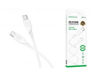 Кабель USB Type-C - USB Type-C BOROFONE BX113 Lenny 60W (белый) 1м силиконовый