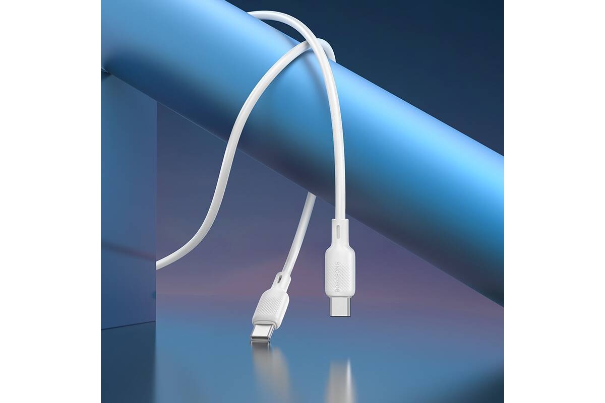 Кабель USB Type-C - USB Type-C BOROFONE BX113 Lenny 60W (белый) 1м силиконовый