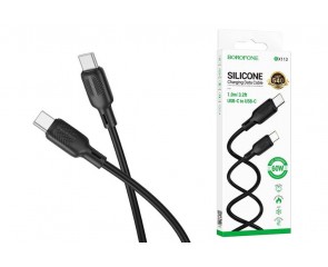 Кабель USB Type-C - USB Type-C BOROFONE BX113 Lenny 60W (черный) 1м силиконовый