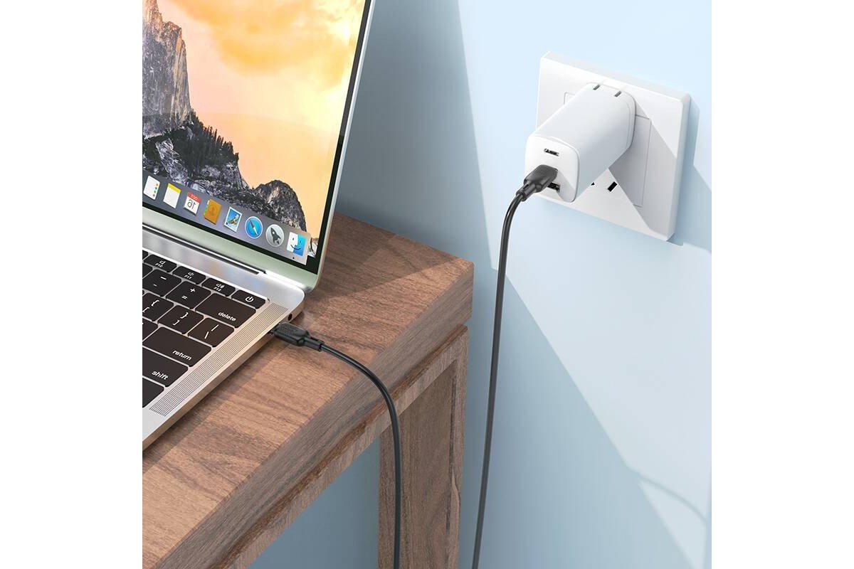 Кабель USB Type-C - USB Type-C BOROFONE BX113 Lenny 60W (черный) 1м силиконовый