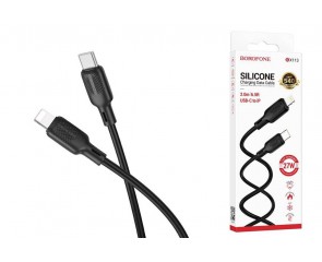 Кабель USB Type-C - Lightning BOROFONE BX113 Lenny PD (черный) 2м силиконовый