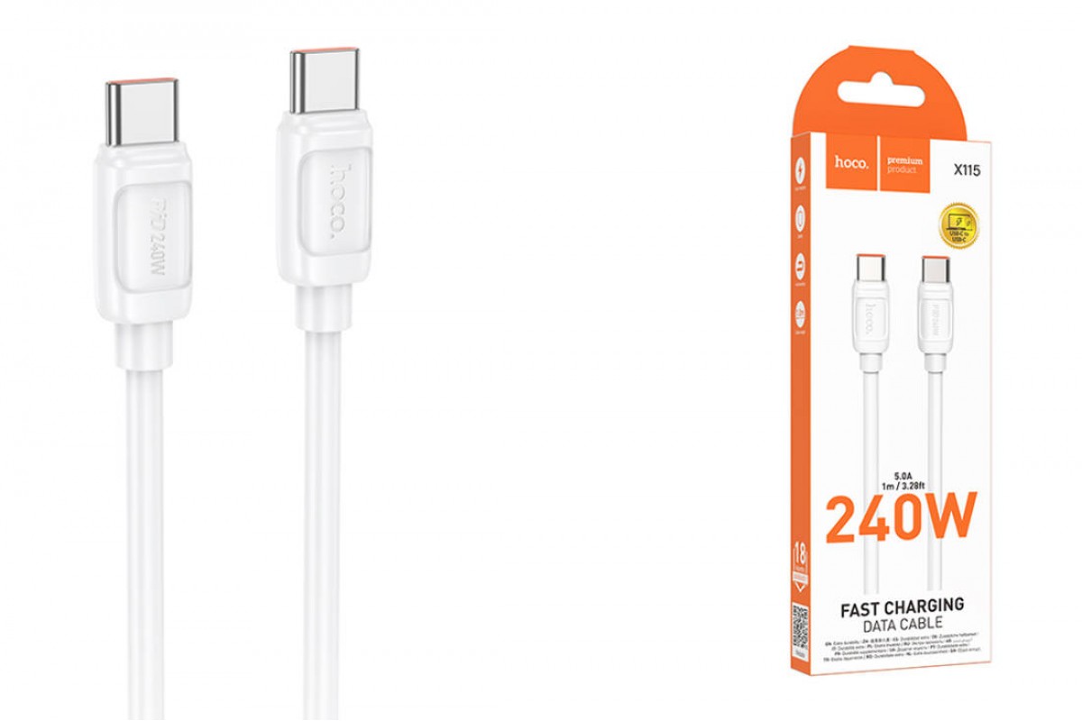 Кабель USB Type-C - USB Type-C HOCO X115 Surpass 240W белый