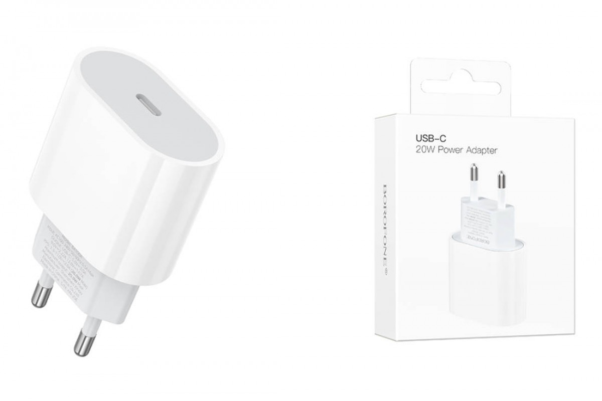 Сетевое зарядное устройство USB-C BOROFONE BA100A Original single port (один порт)PD20W (белый)
