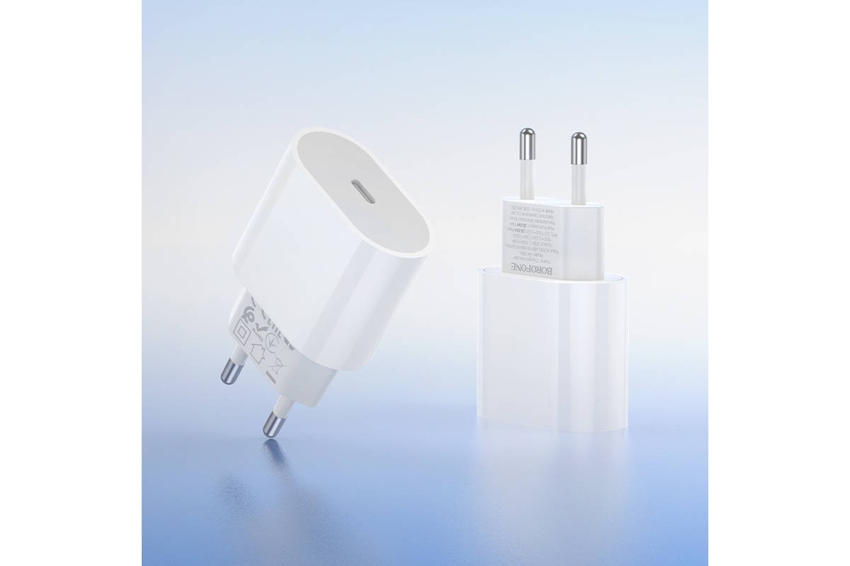 Сетевое зарядное устройство USB-C BOROFONE BA100A Original single port (один порт)PD20W (белый)