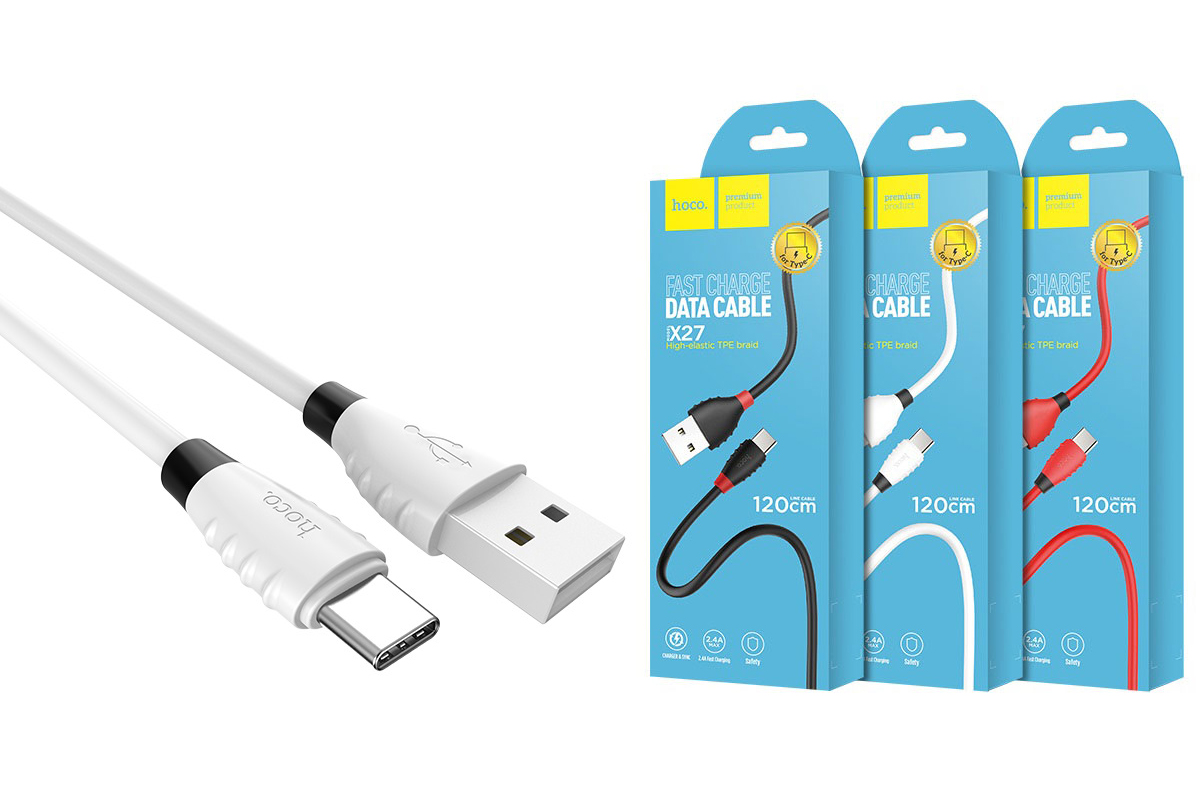 Кабель USB HOCO X27 Excellent charge charging data cable for Type-C (белый) 1 метр