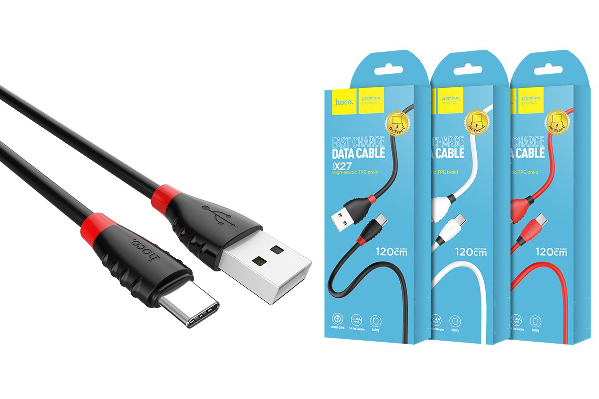 Кабель USB HOCO X27 Excellent charge charging data cable for Type-C (черный) 1 метр