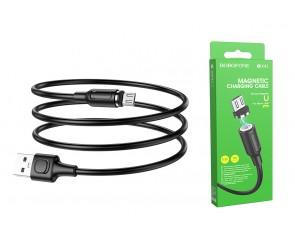 Кабель USB - MicroUSB BOROFONE BX41 2,4A (черный) 1м (магнитный)