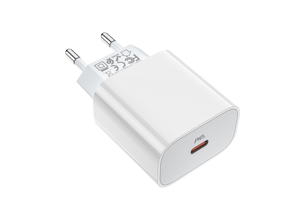 Сетевое зарядное устройство Type-C 20W Speed charger PD HOCO C76А белый (для iPhone 11-12 серий)
