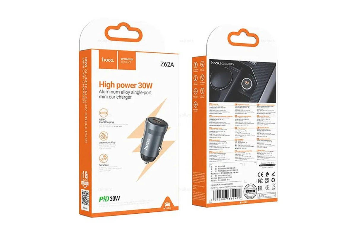 Автомобильное зарядное устройство АЗУ USB HOCO Z62A Energy PD30W (металлик)