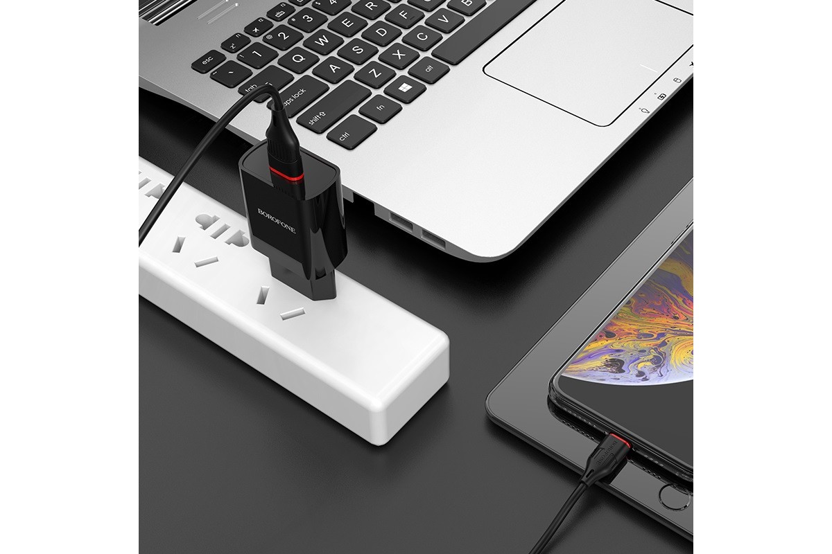 Сетевое зарядное устройство USB 2100mAh  BOROFONE BA20A  Sharp single port charger черный