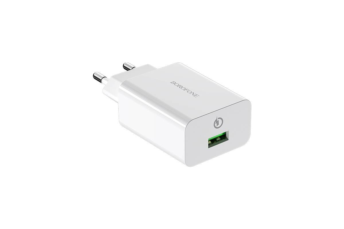 Сетевое зарядное устройство USB 2100mAh  BOROFONE BA21A Long journey single port QC3.0 charger белый