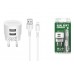 Сетевое зарядное устройство 2 USB 2400mAh + кабель iPhone 5/6/7 BOROFONE BA23A Brilliant dual port charger set