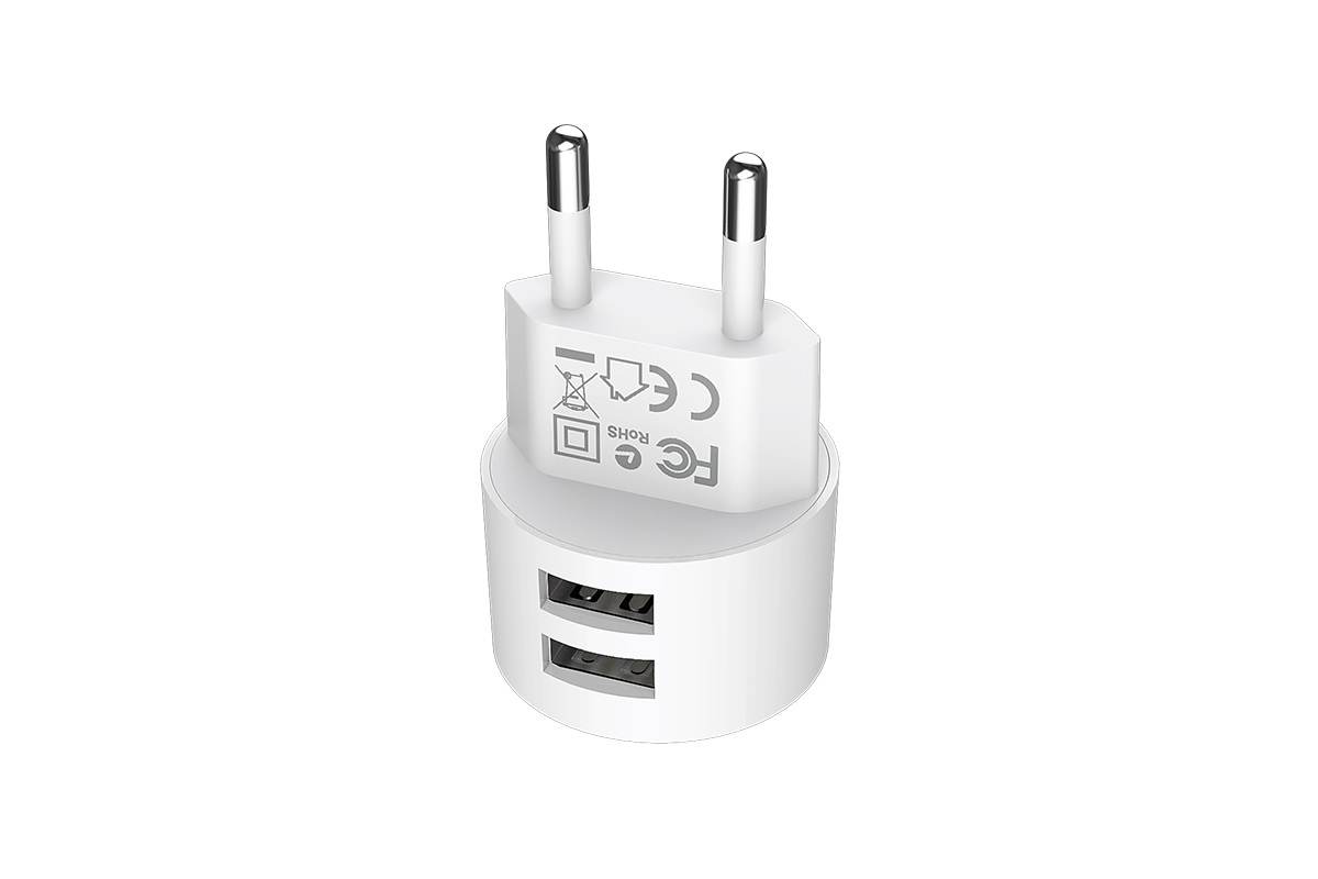 Сетевое зарядное устройство 2 USB 2400mAh + кабель iPhone 5/6/7 BOROFONE BA23A Brilliant dual port charger set