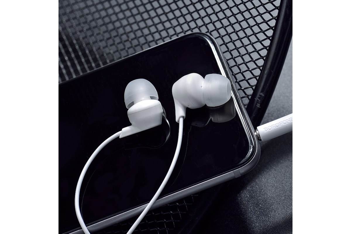 Гарнитура BOROFONE BM28 Tender sound universal earphones 3.5мм цвет белая