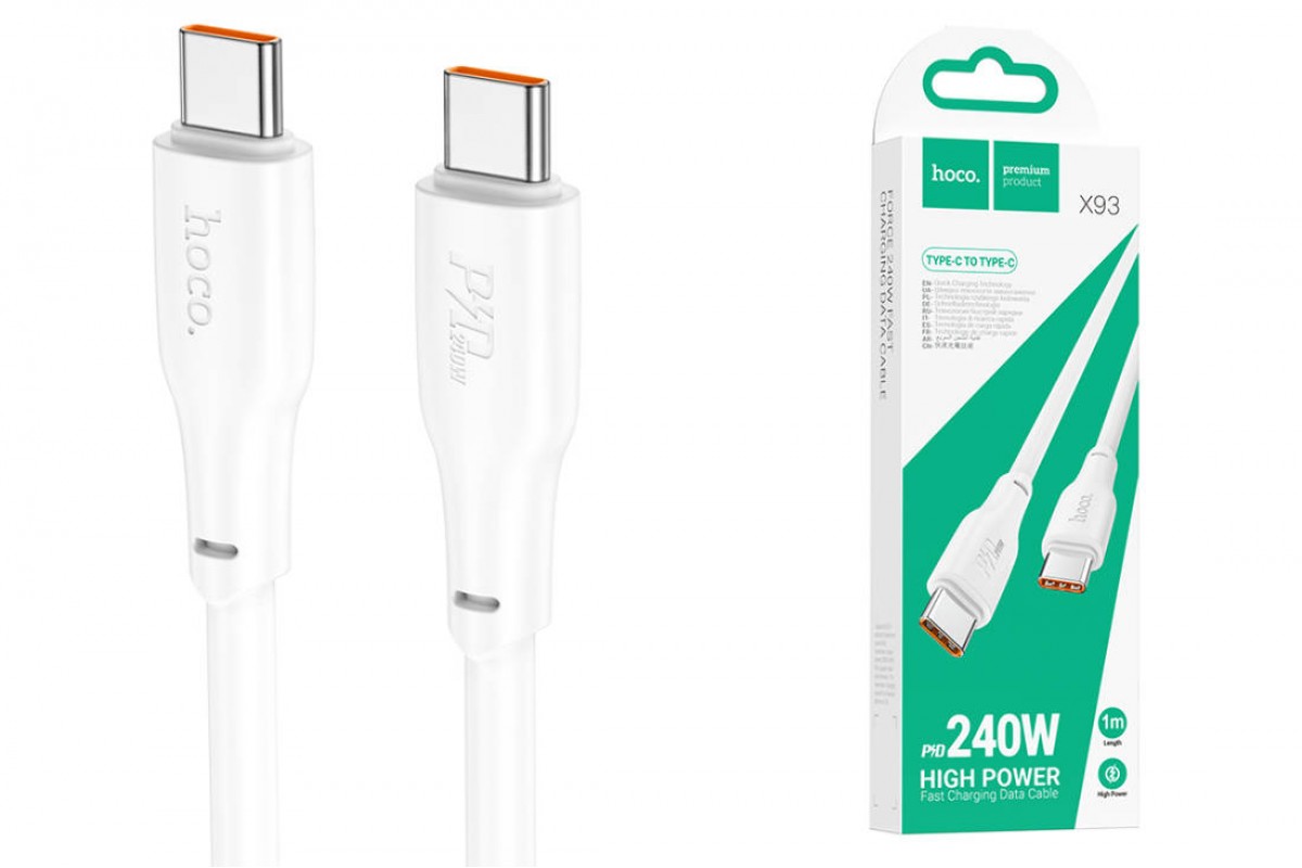 Кабель USB Type-C - USB Type-C HOCO X93 PD240W (белый) 1м