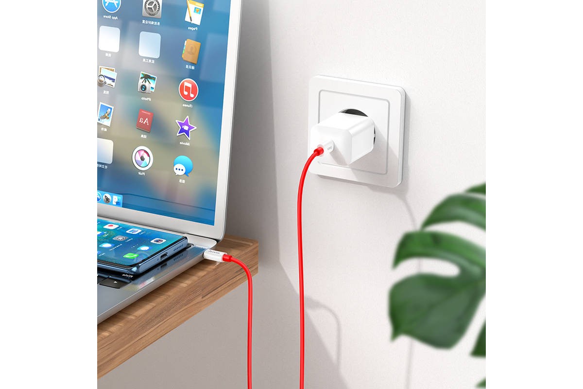 Кабель USB Type-C - USB Type-C HOCO X87 PD60W (белый) 1м (силиконовый)