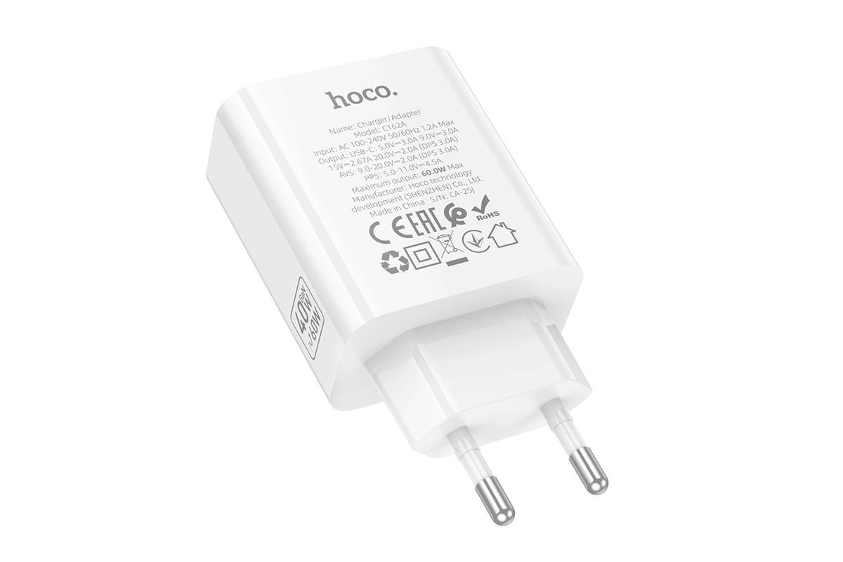 Сетевое зарядное устройство USB-C BOROFONE C162A Source single port PD40W (белый) Сетевое зарядное устройство USB-C BOROFONE C162A Source single port PD40W (белый)