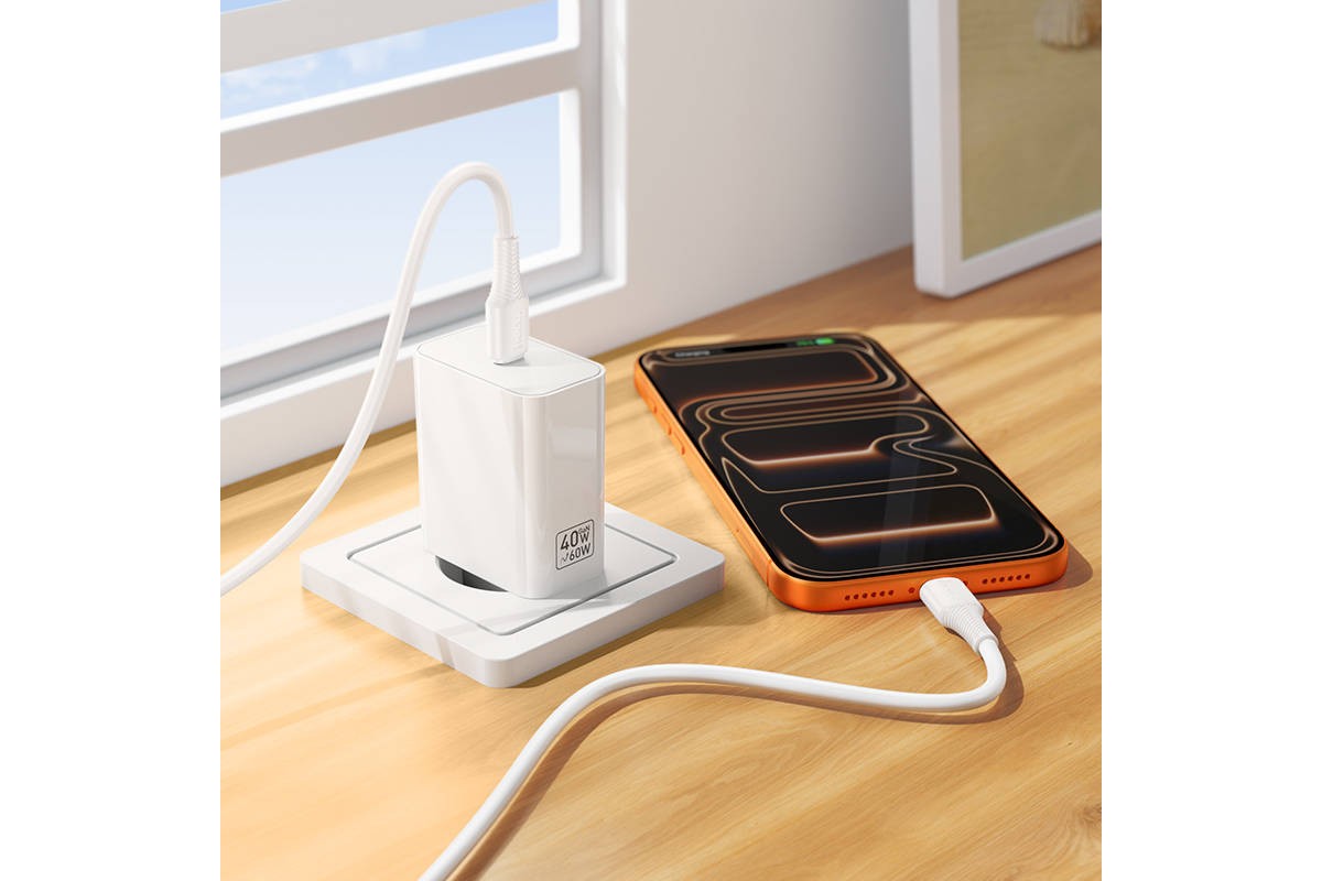 Сетевое зарядное устройство USB-C BOROFONE C162A Source single port PD40W (белый) Сетевое зарядное устройство USB-C BOROFONE C162A Source single port PD40W (белый)