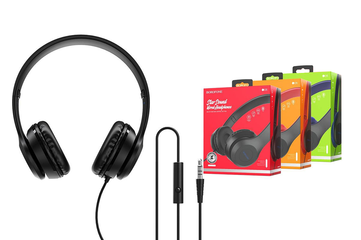 Внешние наушники/гарнитура  BO5 BOROFONE Star sound wired headphones черный