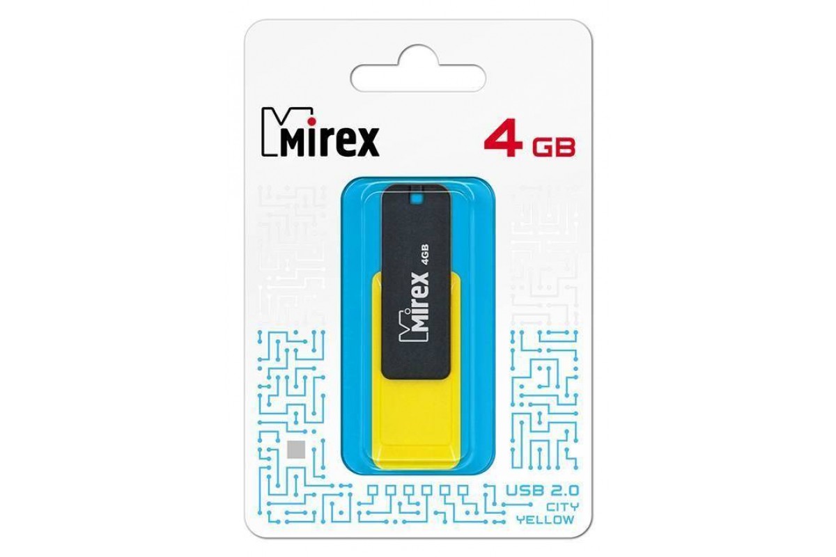 Флешка USB 2.0 Mirex CITY YELLOW 4GB (ecopack)