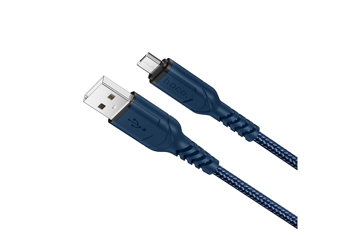 Кабель USB - MicroUSB HOCO X59 2,4A (синий) 1м (в оплетке)