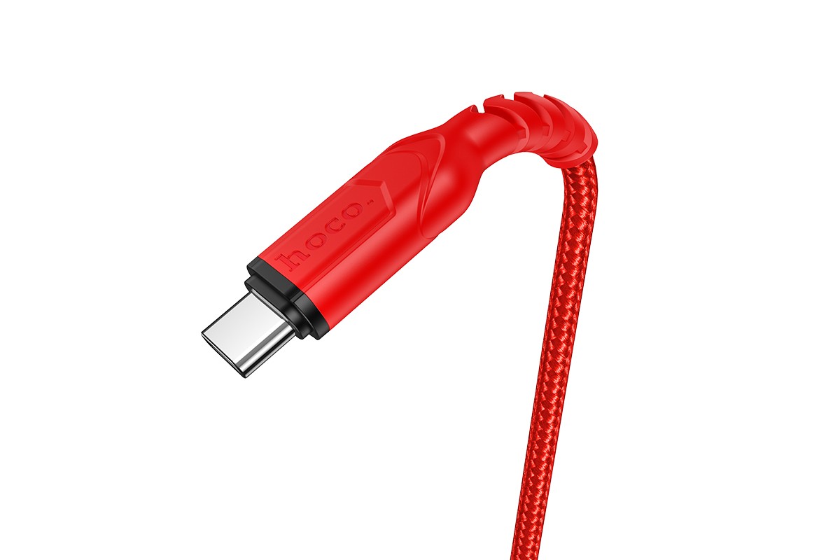 Кабель USB - USB Type-C HOCO X59, 2A (красный) 1м (в оплетке, с усилением сгиба)
