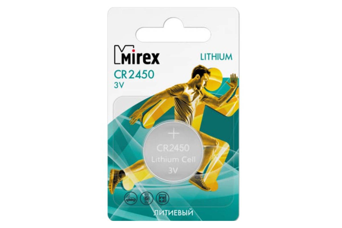 Батарейка литиевая Mirex CR2450 3V цена за 1 шт ecopack (23702-CR2450-E1)