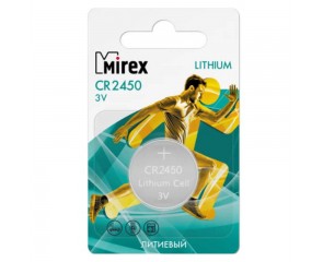 Батарейка литиевая Mirex CR2450 3V цена за 1 шт ecopack (23702-CR2450-E1)