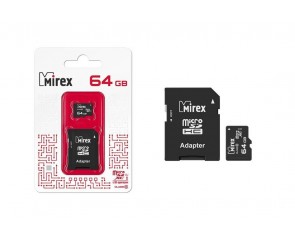 Карта памяти microSDХC MIREX 64 GB UHS-I U1 (class 10) с адаптером