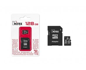 Карта памяти microSDХC MIREX 128 GB UHS-I U1 (сlass 10) с адаптером Карта памяти microSDХC MIREX 128 GB UHS-I U1 (сlass 10) с адаптером