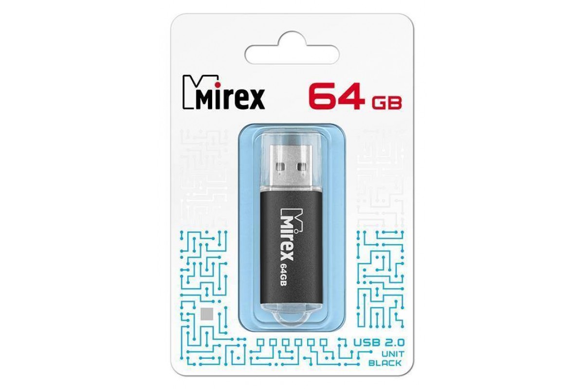 Флешка USB 2.0 Mirex UNIT BLACK 64GB (ecopack)
