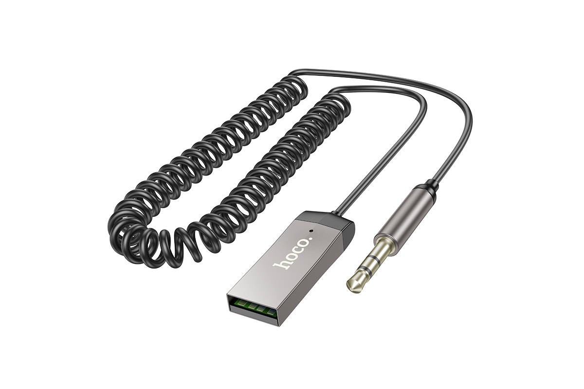 Bluetooth адаптер для автомагнитолы HOCO E78 Benefit spring cable (AUX-USB)