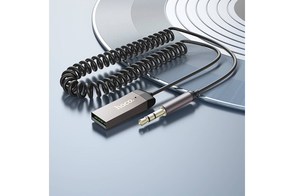 Bluetooth адаптер для автомагнитолы HOCO E78 Benefit spring cable (AUX-USB)